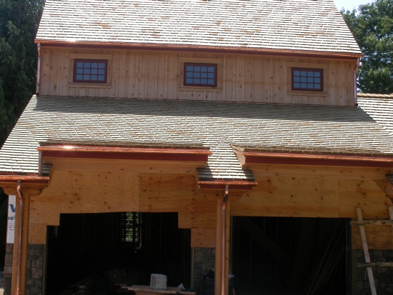 AZ Best Roofing self-sustainable  1/2 round copper gutters and leaders Waccabuk NY 